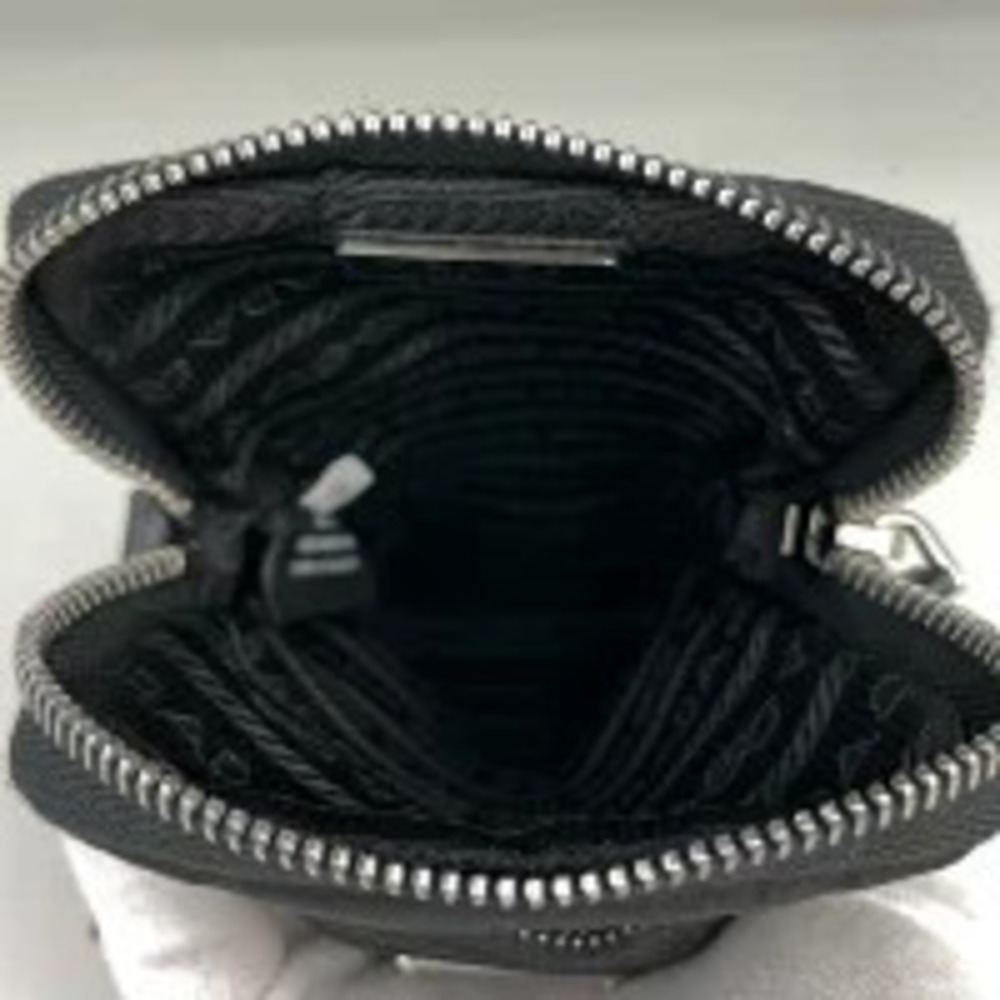 Prada Plate Shoulder Bag Phone Neck Clutch Tessuto Nero Black - Picture 6 of 6